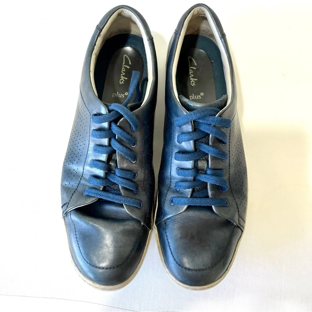 Clarks Men's Niven Life Oxford Navy Blue Leather Sneakers 12 - Picture 7 of 15